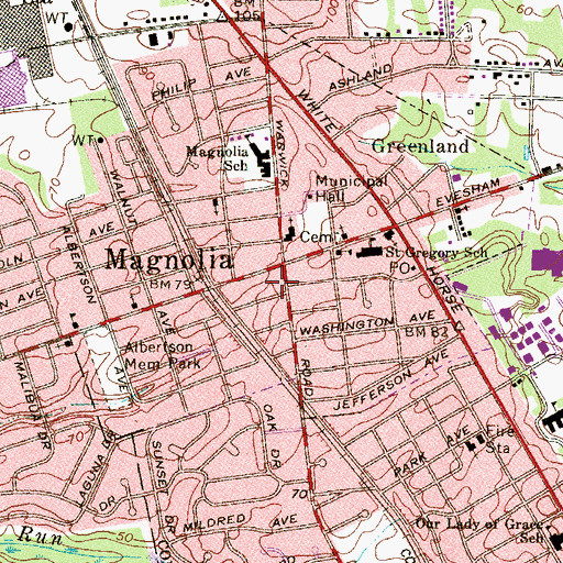 Topographic Map of Magnolia Ambulance Corps, NJ