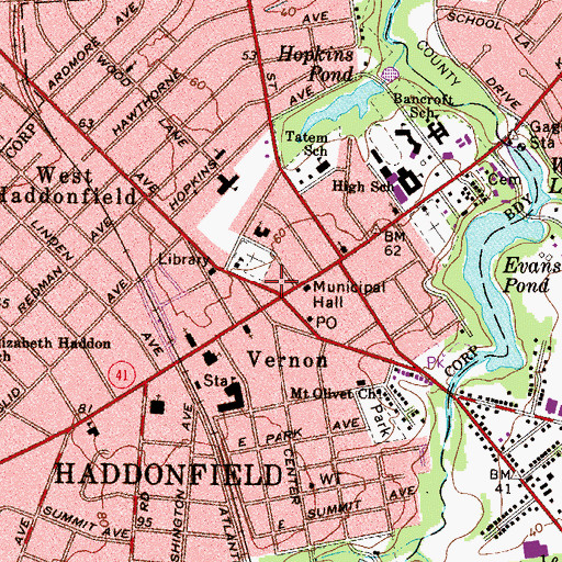 Topographic Map of Haddonfield Ambulance, NJ