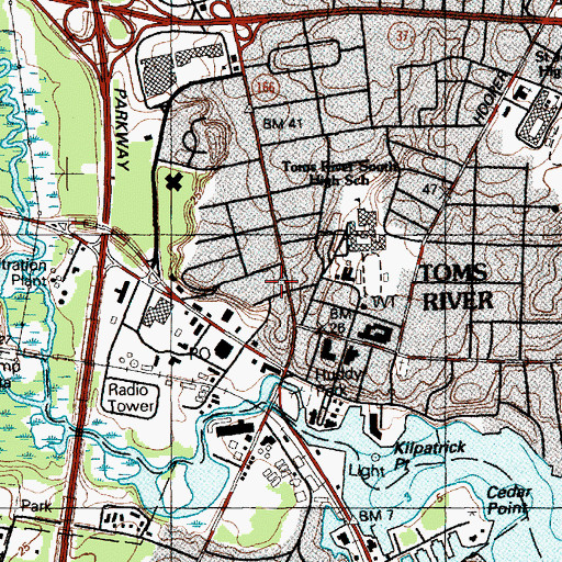 Topographic Map of Toms River First Aid Squad, NJ