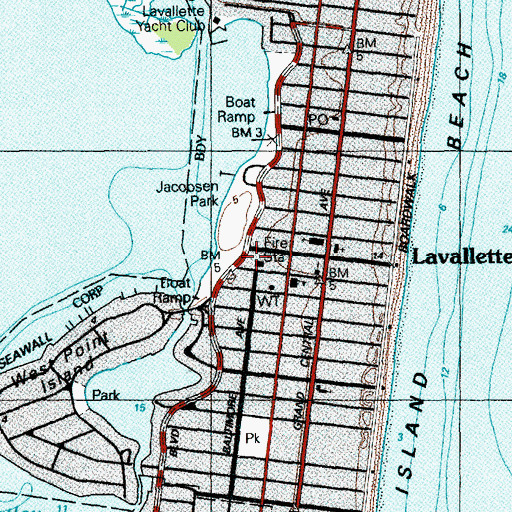 Topographic Map of Lavallette First Aid Squad, NJ