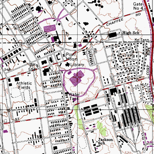 Topographic Map of Blanchfield Army Community Hospital, TN