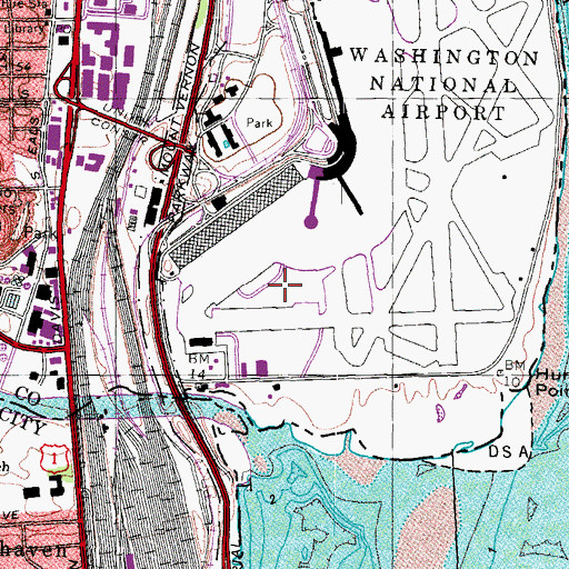 Topographic Map of Metropolitan Washington Airport Authority Fire and Rescue Department Station 301, VA
