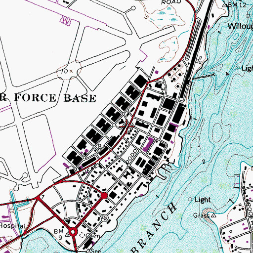 Topographic Map of Langley Air Force Base Fabrication Shop Emergency Medical Services, VA