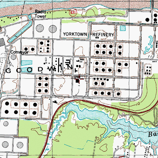 Topographic Map of Giant Oil Company Yorktown Refinery Fire Department, VA