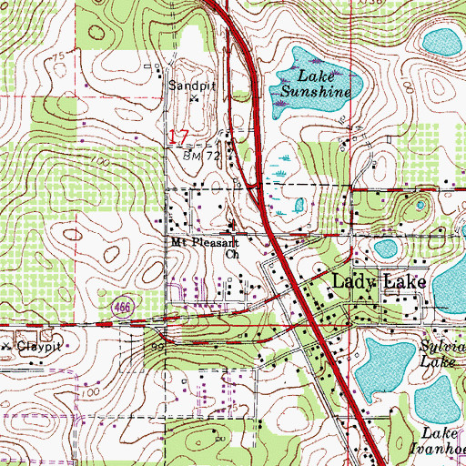 Topographic Map of Lake Emergency Medical Services Station 261, FL