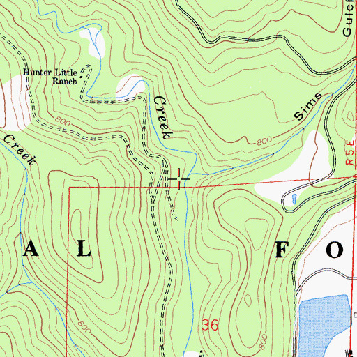 Topographic Map of Sims Gulch, CA