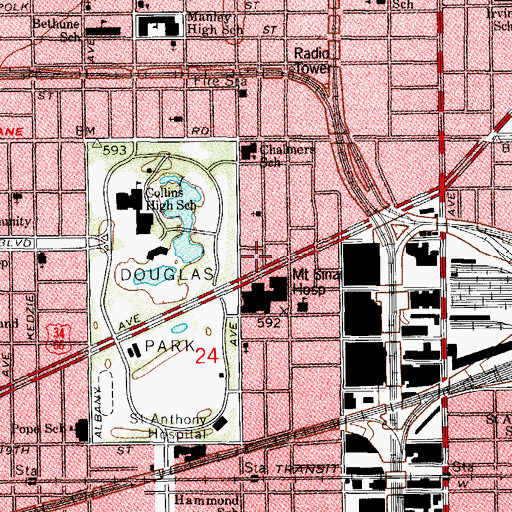 Topographic Map of Schwab Rehabilitation Hospital, IL