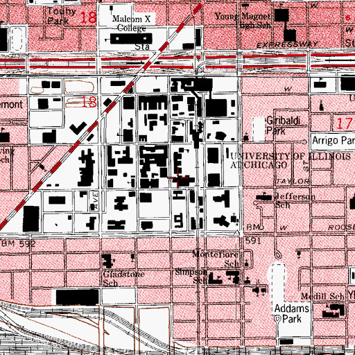 Topographic Map of University of Illinois at Chicago Hospital, IL