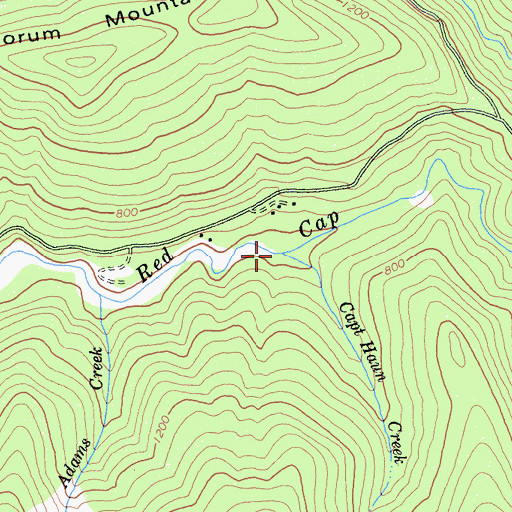 Topographic Map of Captain Haun Creek, CA