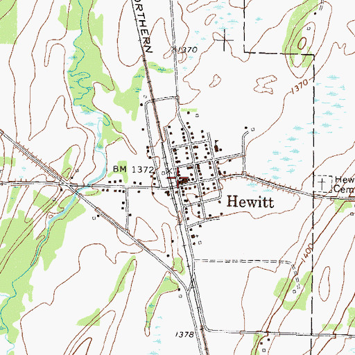 Topographic Map of Hewitt Fire Department, MN