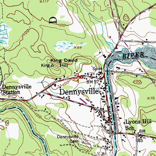 Topographic Map of Dennysville Volunteer Rescue, ME