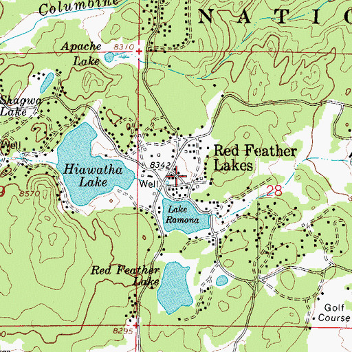 Topographic Map of Red Feather Lakes Volunteer Fire Department, CO