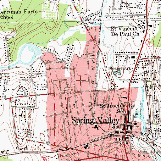 Topographic Map of Spring Valley Seventh Day Church, NY