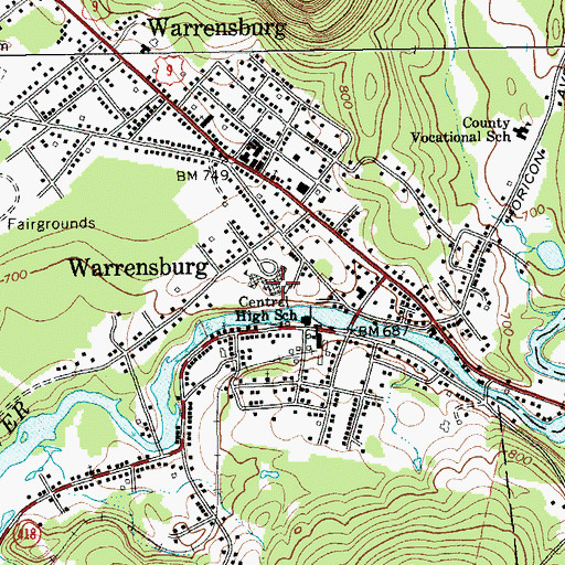 Topographic Map of Warrensburg Elementary School, NY