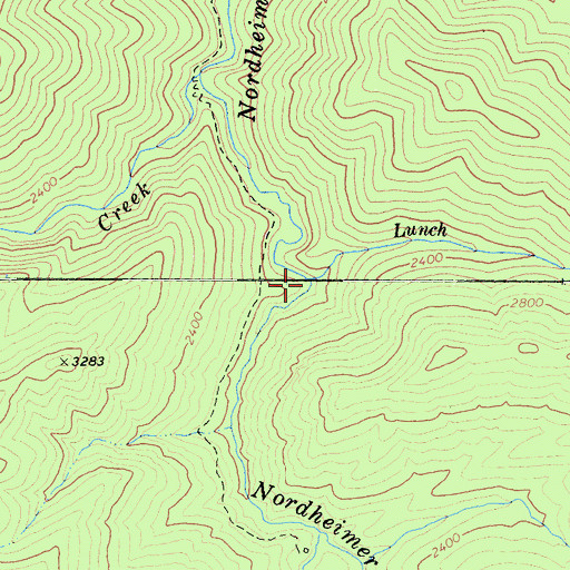 Topographic Map of Lunch Creek, CA