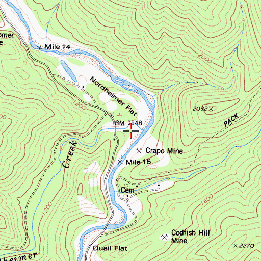 Topographic Map of Nordheimer Creek, CA