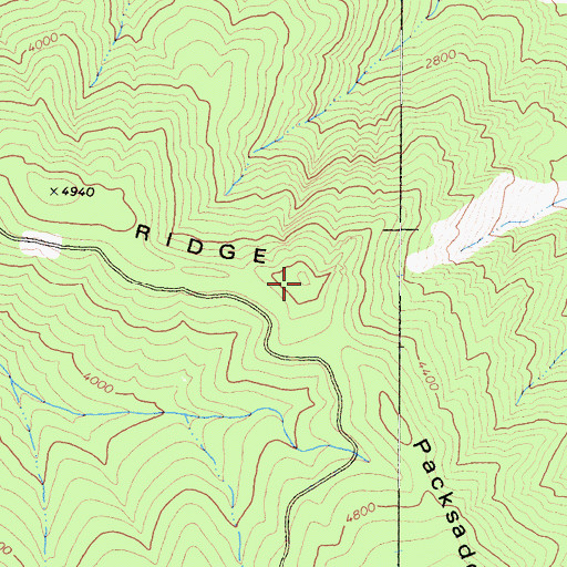 Topographic Map of Packsaddle Ridge, CA