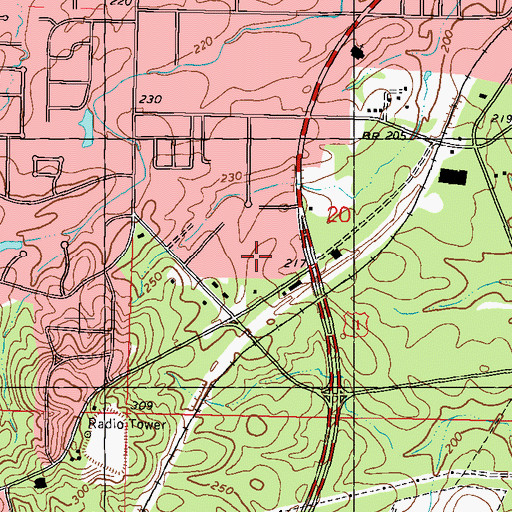 Topographic Map of Pine Grove Behavioral Health and Addiction Services, MS