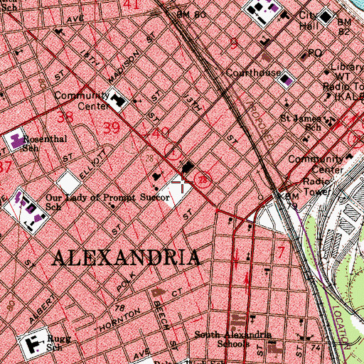 Topographic Map of Alexandria Fire Department Administration, LA