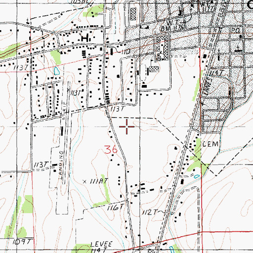 Topographic Map of Oak Grove Volunteer Fire Department, LA