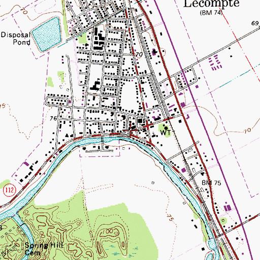 Topographic Map of Lecompte Volunteer Fire Department Station 1, LA