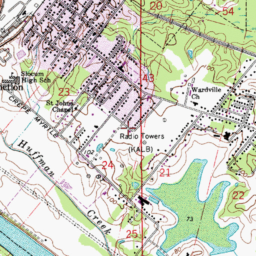 Topographic Map of Holiday Village Volunteer Fire Department District 4 Station 3, LA