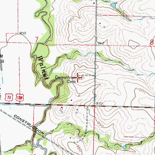 Topographic Map of Cornelison Cemetery, KS