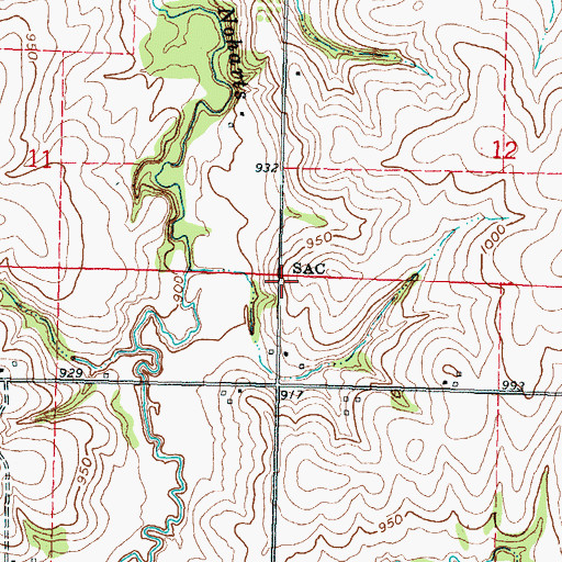 Topographic Map of Laus Creek Cemetery, KS