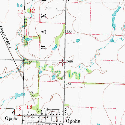 Topographic Map of Davis Cemetery, KS