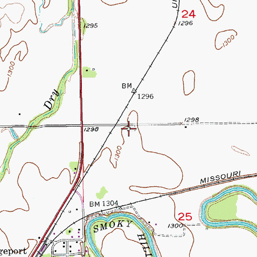 Topographic Map of Bridgeport Cemetery, KS