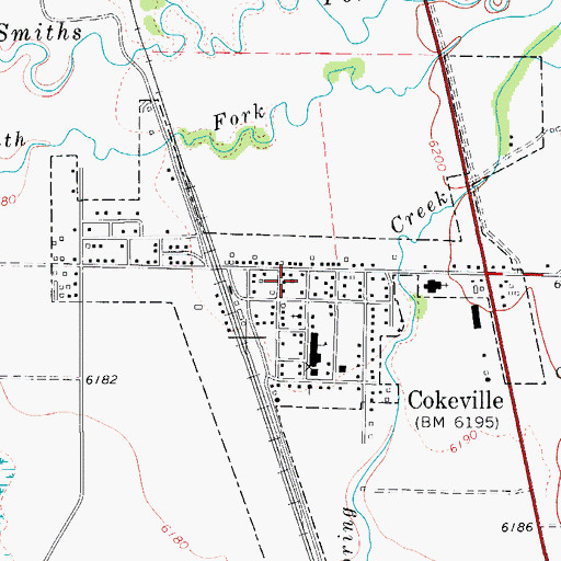 Topographic Map of Cokeville Fire Department, WY