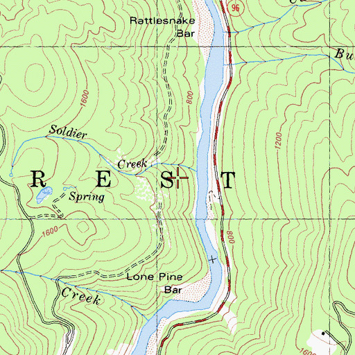 Topographic Map of Soldier Creek, CA