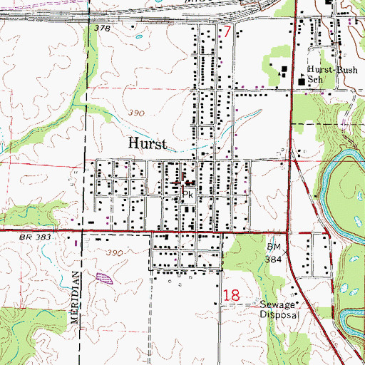 Topographic Map of Hurst Ambulance Service, IL