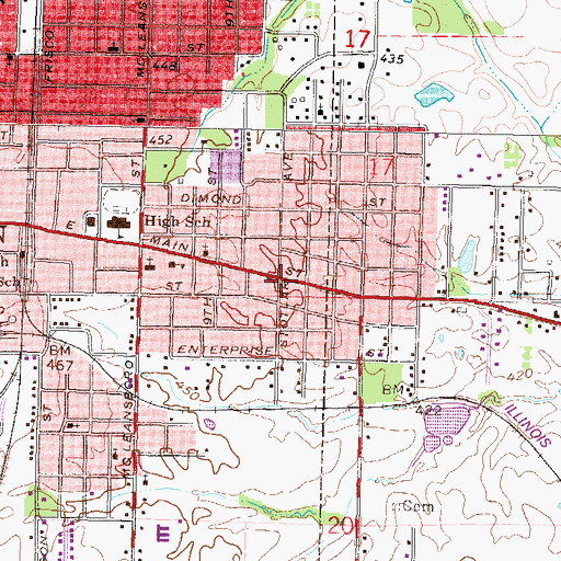 Topographic Map of Benton Ambulance Service, IL