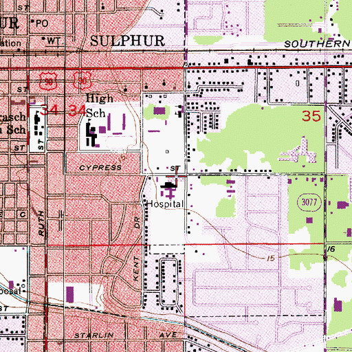 Topographic Map of Cornerstone Hospital of Southwest Louisiana, LA