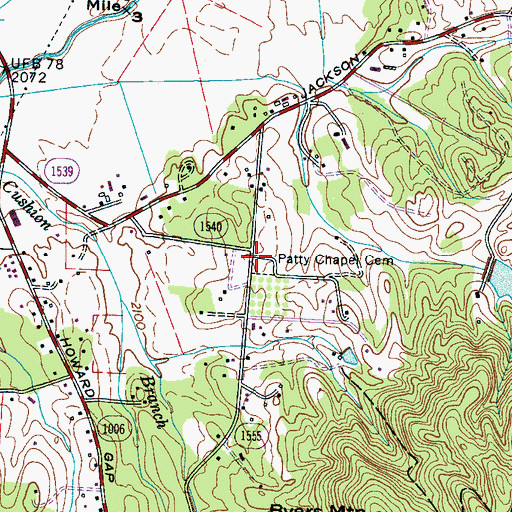 Topographic Map of Patty's Chapel (historical), NC