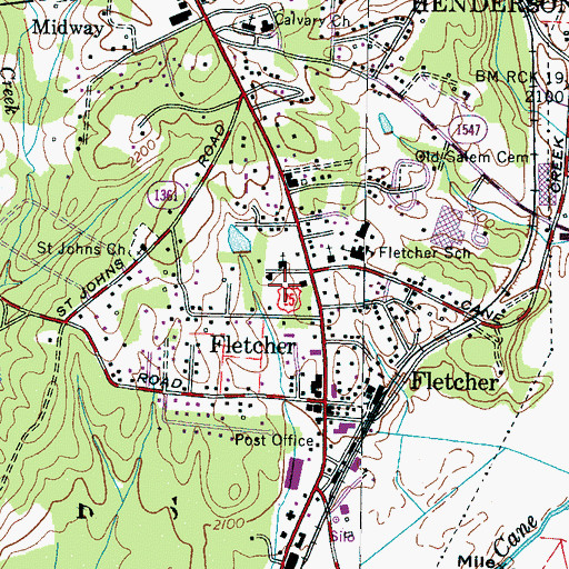 Topographic Map of Kates Park, NC