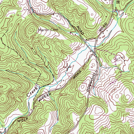 Topographic Map of Wolf Creek Airport, TN