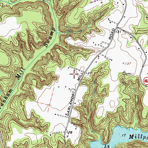 Topographic Map of Branham Mill Airpark, VA