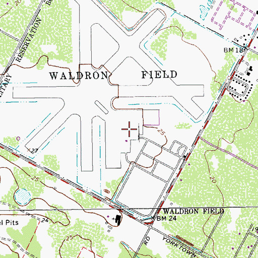 Topographic Map of Waldron Naval Outlying Field, TX