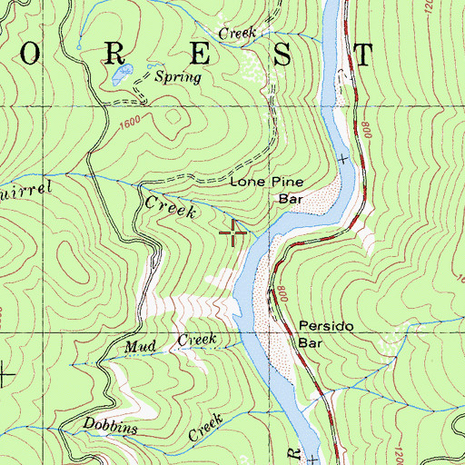Topographic Map of Squirrel Creek, CA
