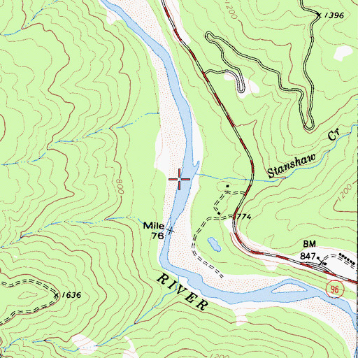 Topographic Map of Stanshaw Creek, CA