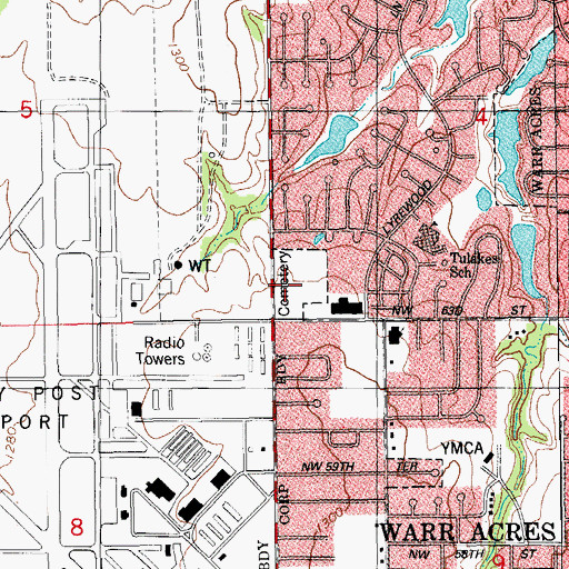 Topographic Map of Bethany Cemetery, OK