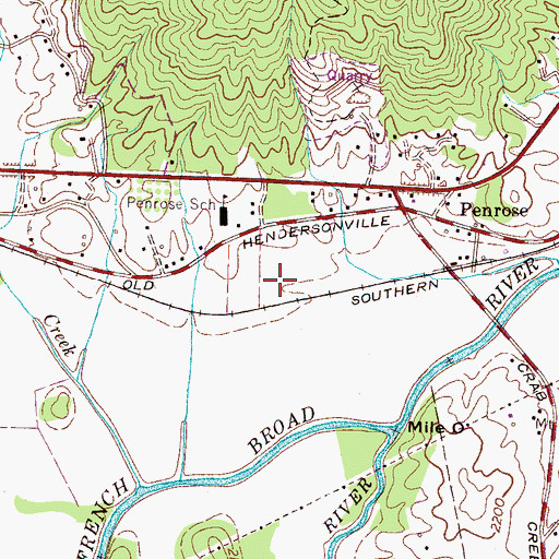 Topographic Map of Transylvania Community Airport, NC