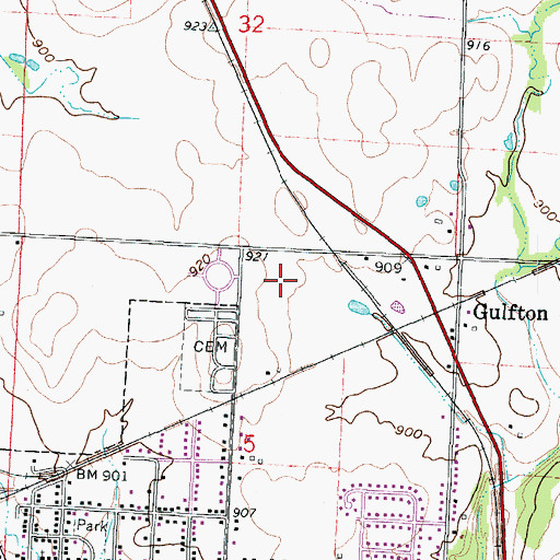 Topographic Map of Cook Airport, MO