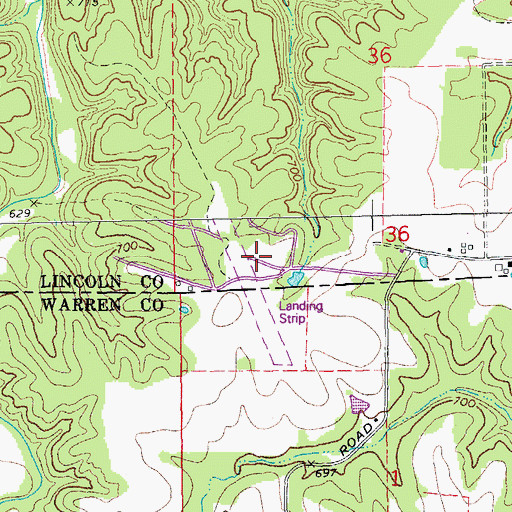 Topographic Map of Fawn Lake Airport, MO