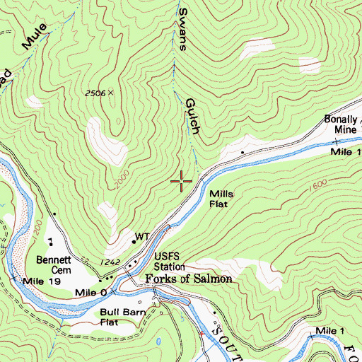Topographic Map of Swans Gulch, CA
