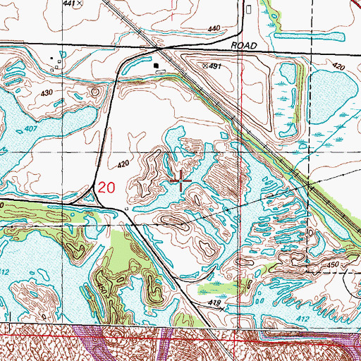 Topographic Map of Cottonwood Hills Landfill, IL