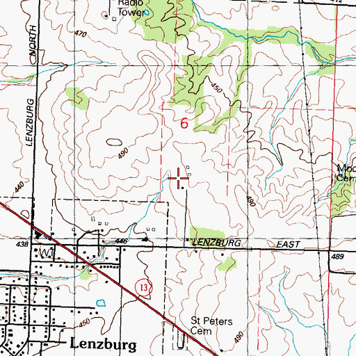 Topographic Map of Berger Farms, IL