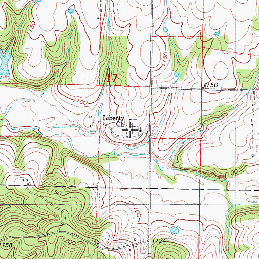 Topographic Map of Liberty Cemetery, MO